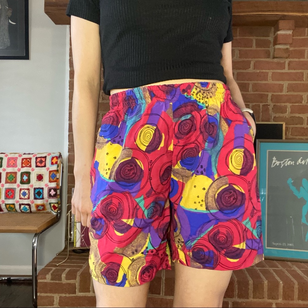 Vintage 90s Dash Neon Rainbow Abstract Pocket Statement Lightweight Swim… - Picture 2 of 14
